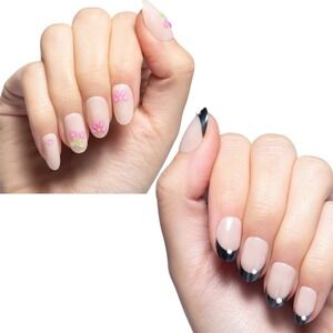 Olive & June Press On Nails Maximalist Lot 2 Puffy Cherry Bows Black French New